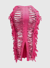 Extreme Ripped Fringe Maxi Skirt