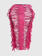 Extreme Ripped Fringe Maxi Skirt
